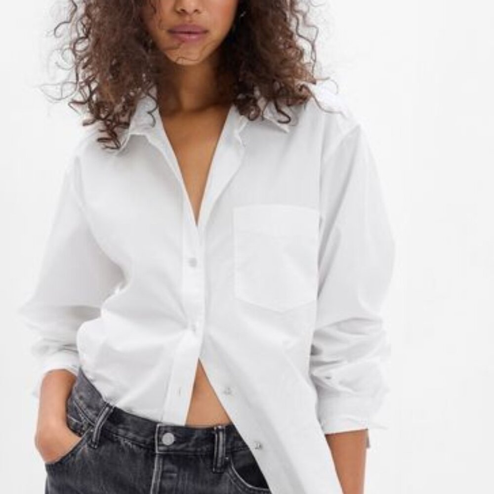 GAP Rhinestone Button Oversized Shirt (Medium)